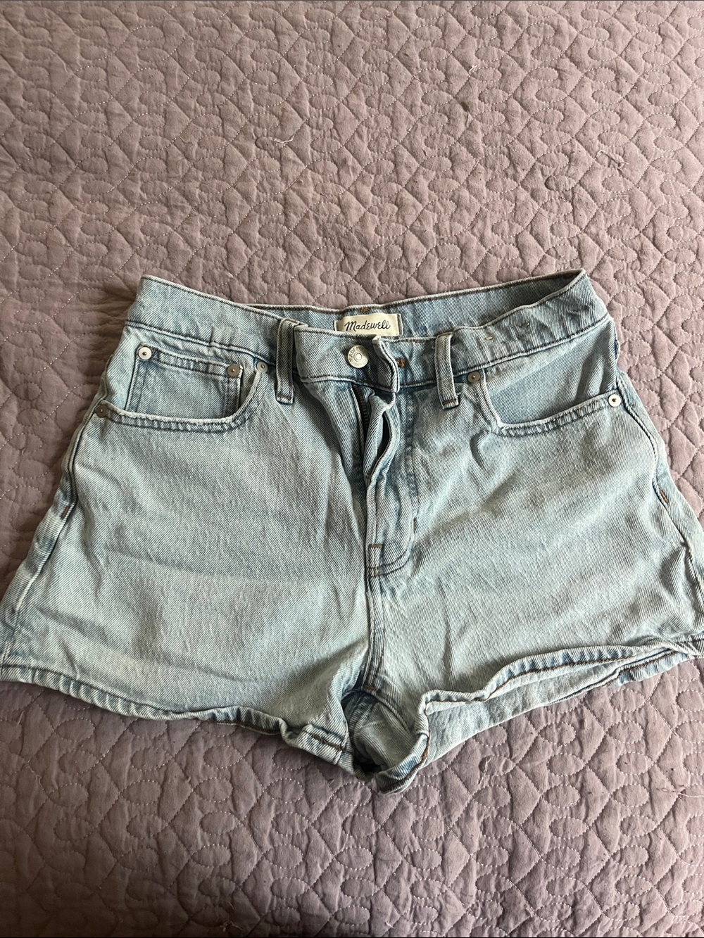 Madewell Light Blue High-Rise Denim Shorts